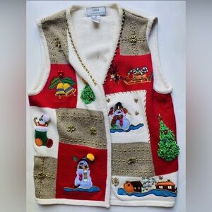 Ugly Christmas Sweater Vest Vintage Medium